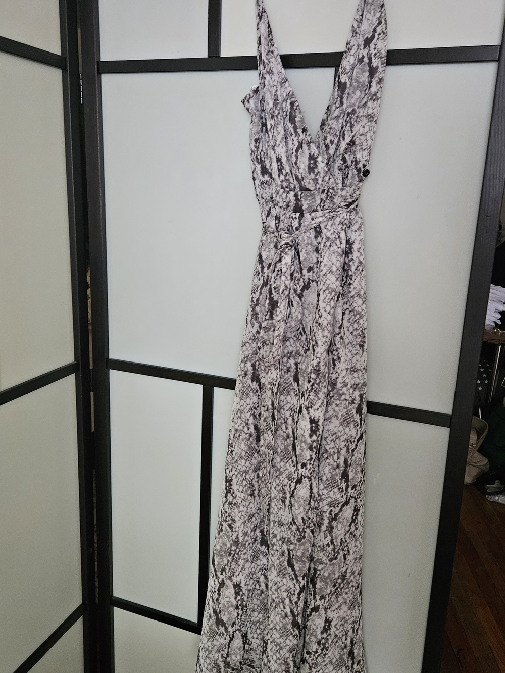 ASTR The Label Grey Snake Printed Dress